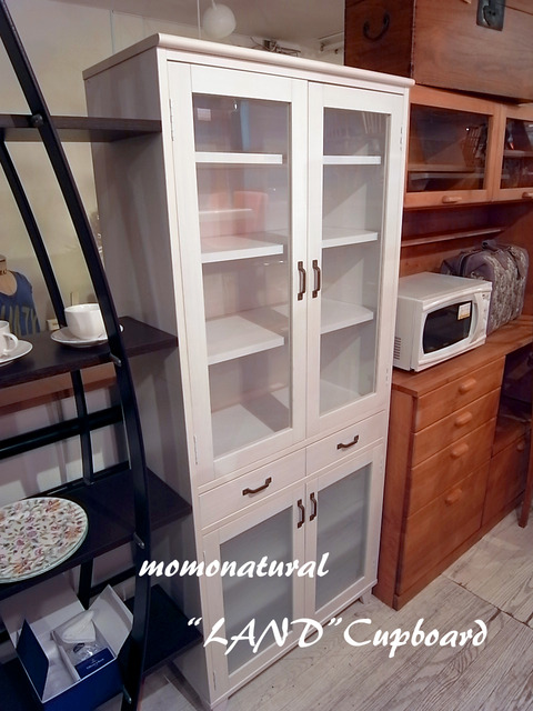 食器棚 モモナチュラル アンティーク調 ホワイト白 - キッチン収納