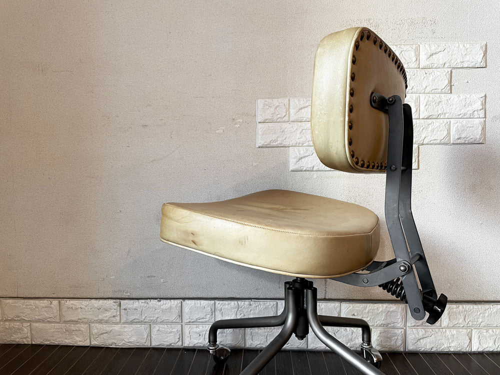 トラックファニチャー TRUCK FURNITURE デスクワークチェア DESKWORK CHAIR アームレス 本革 スチールフレーム –  TOKYO RECYCLE imption