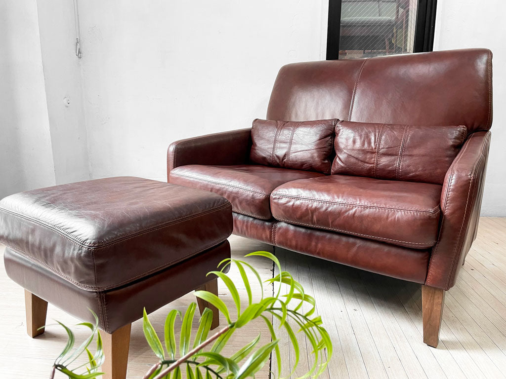 unico ウニコ レザーソファー 本革 ビンテージ フレイ オットマン付き