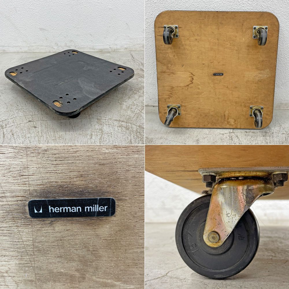 ハーマンミラー Herman Miller サイドシェル チェア サード 3rd FRP PVCレザー スタッキングベース イームズ ビンテージ 4脚セット 台車付 〓