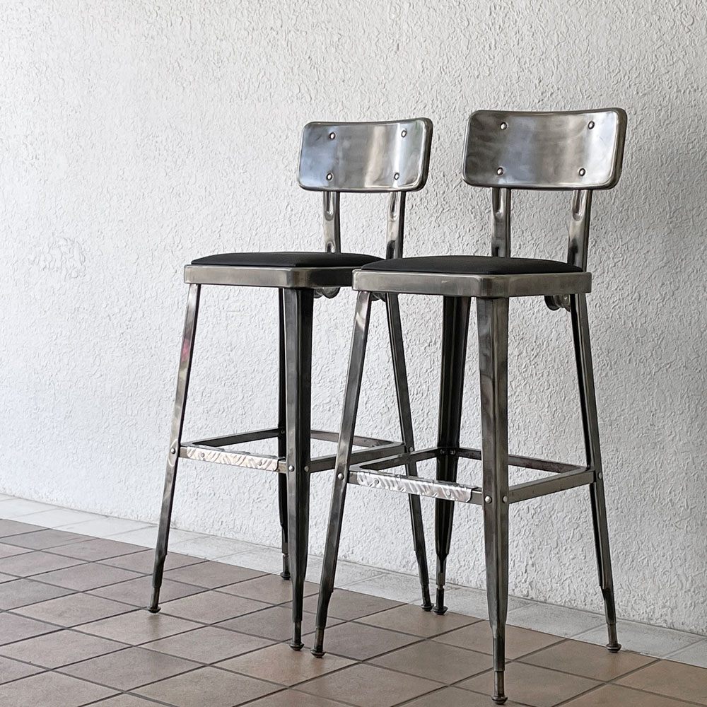 ダルトン DULTON スタンダードバーチェア Standard bar chair RAW スチール×ビニールレザー USビンテージスタイル 定価34,100円 A ◇