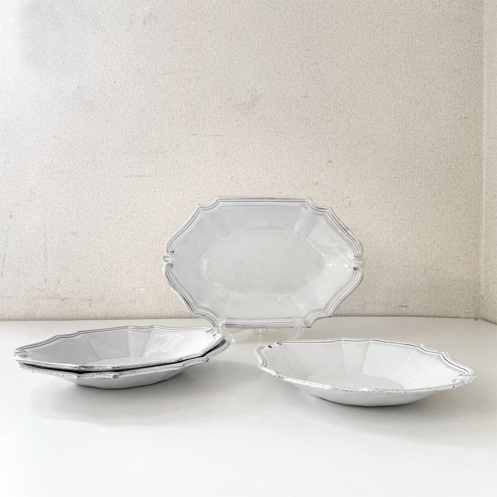 アスティエ・ド・ヴィラット Astier de Villatte レジャンス Regence オーバルプレート 29×19cm フランス 定価¥24,860- ◎