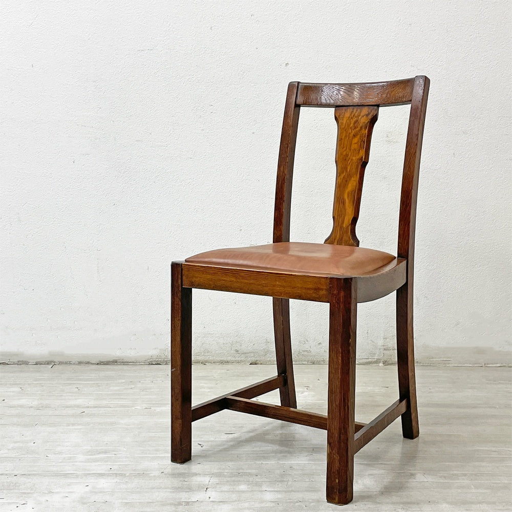 英国アンティーク ダイニングチェア 【張替済】 92444☆張替済 英国 アンティーク サロンチェア ダイニングチェア