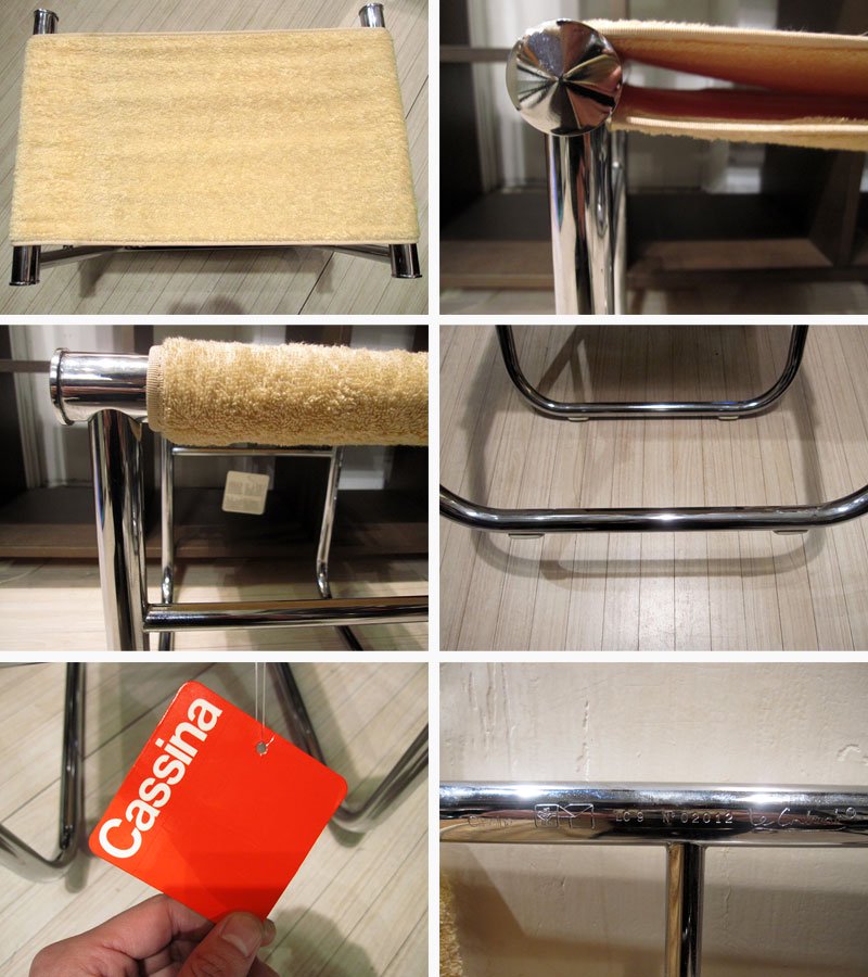 Italy Cassina / カッシーナ ★ 巨匠 " Charlotte Perriand / シャルロットぺリアン " デザイン ★ 名作チェア 『 LC9 スツール ( パイルクロス ) 』