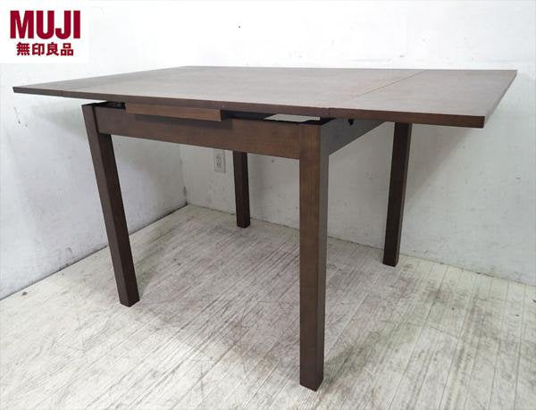 MUJI 無印良品 タモ材 EXダイニングテーブル 80~130cm ブラウン ●