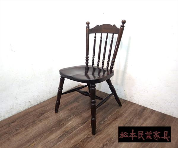 松本民芸家具 16型スピンドルチェア C ミズメザクラ 無垢●