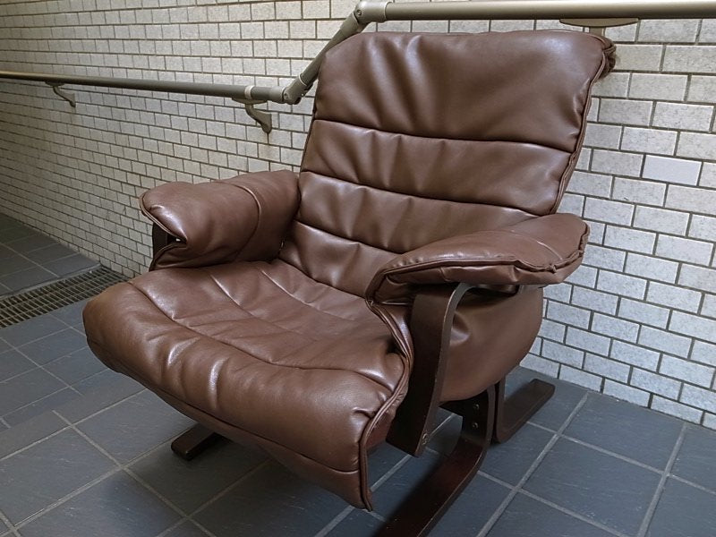 FUJI FURNITURE 富士ファニチャー ソフトレザー プライウッド 一人掛けソファ ■