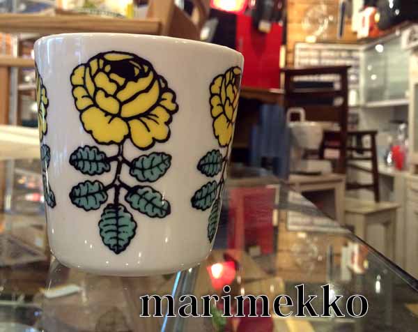 marimekko マリメッコ VIHIKIRUUSU/ヴィヒキルース 廃盤スモール ラテマグ Mug イエローフラワー ①♪