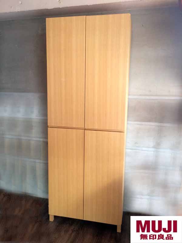 無印良品 MUJI 木製 シェルフ 棚 4枚扉 希少 廃番 タモ材 ナチュラル ♪