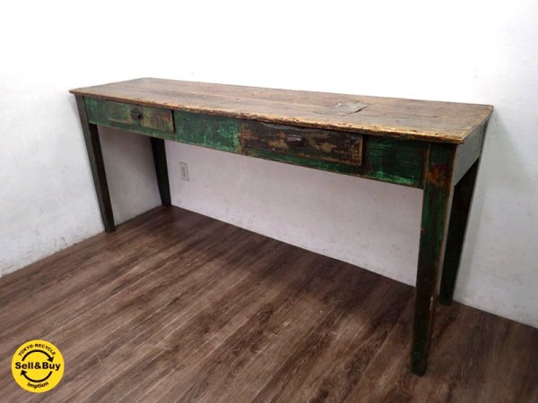 フランスアンティーク アトリエワーキングテーブル W188cm H.P.France購入品 ●