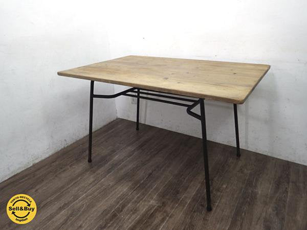 リメイク家具 ニヤトー材x鉄脚 ダイニングテーブル クラフト ●