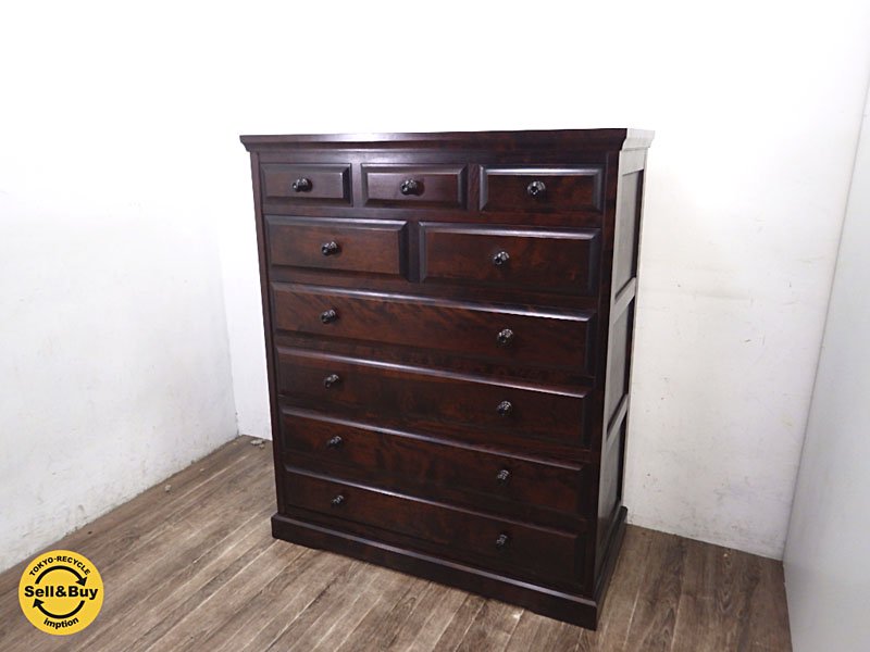 北海道民芸家具 樺無垢材 HM533 整理タンス 北民色 定価¥324,000- ●