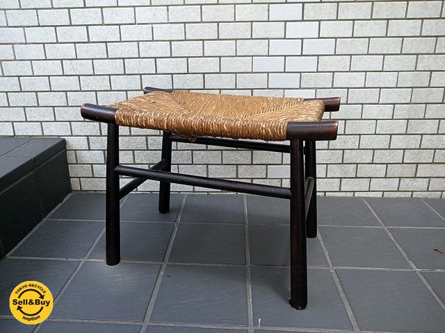 松本民芸家具 ラッシ スツール 太井草 廃番デザインの希少な1脚 ■