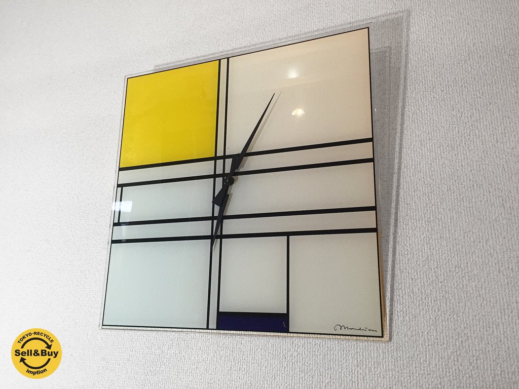 Piet Mondrian ピエト・モンドリアン composition コンポジション 掛時計 イエロー&ブルー ◎