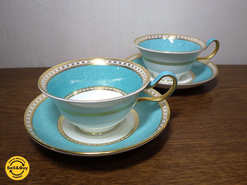 ウエッジウッド / WEDGWOOD ユーランダーパウダー ティーC&S 2客セット C 希少ターコイズカラー ◇