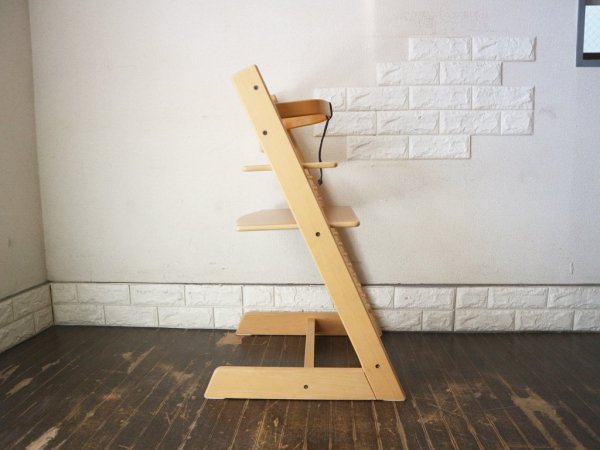 ストッケ STOKKE トリップトラップ TRIPP TRAPP ベビーチェア キッズチェア ナチュラル S/N無し 革ベルト&ガード付 ノルウェー 北欧家具 ◎