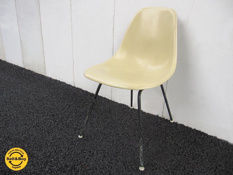U.S.A Hermanmiller / ハーマンミラー 55~70's ビンテージ 2ndエディション パーチメント 『 サイドシェルチェア 』 希少ウォールガードブラックHベース = DSX ★