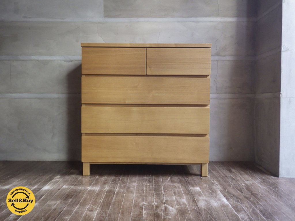 無印良品 MUJI / 廃盤 希少! タモ材 チェスト 4段 ♪