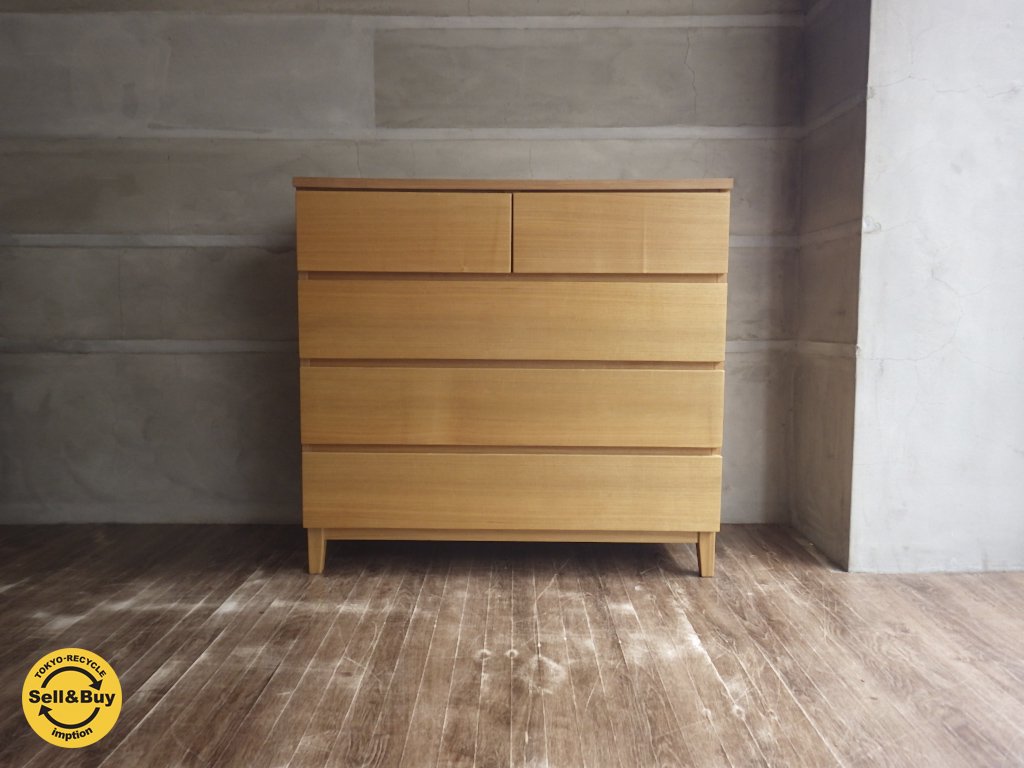 無印良品 MUJI / 廃盤 希少! タモ材 チェスト 4段 幅95.5cm♪