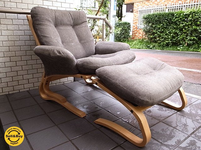 カリモク家具 カバーリングタイプ パーソナルチェア+オットマン付 曲げ木 ブナ材 Karimoku■
