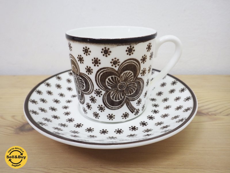 グスタフスベリ GUSTAVSBERG フラワー Flower カップ&ソーサー 美品 ●
