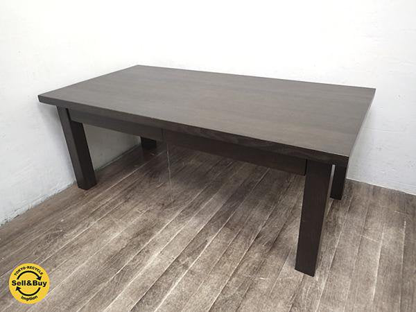 MUJI 無印良品 木製ローテーブル 引出付 w90cm タモ材 ブラウン ●