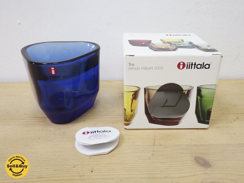 美品 iittala / イッタラ Tris / トリス キャンドルホルダー ウルトラマリンブルー●