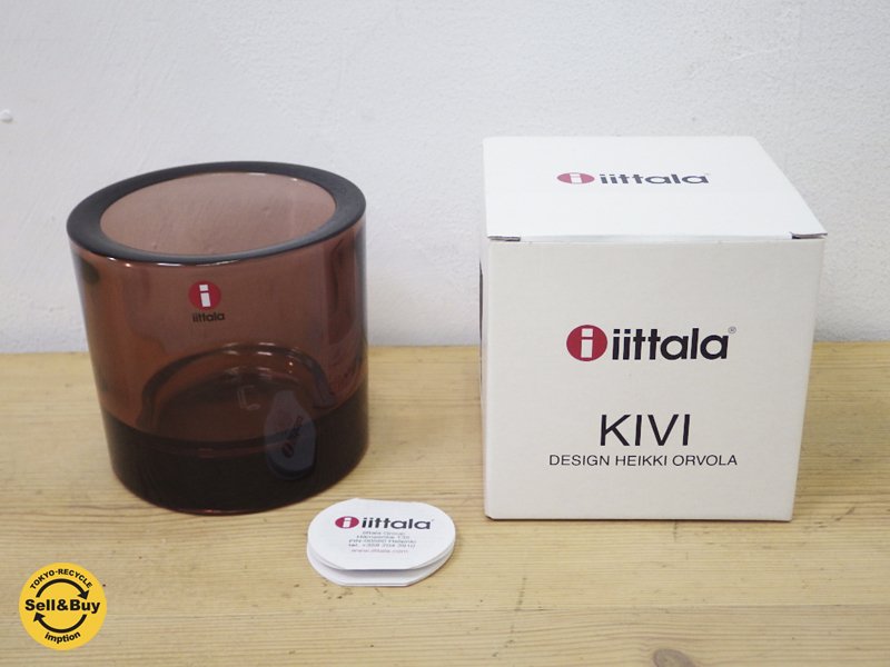美品 iittala / イッタラ marimekko / マリメッコ kivi キャンドルホルダー 80mm 廃盤色 パープル●