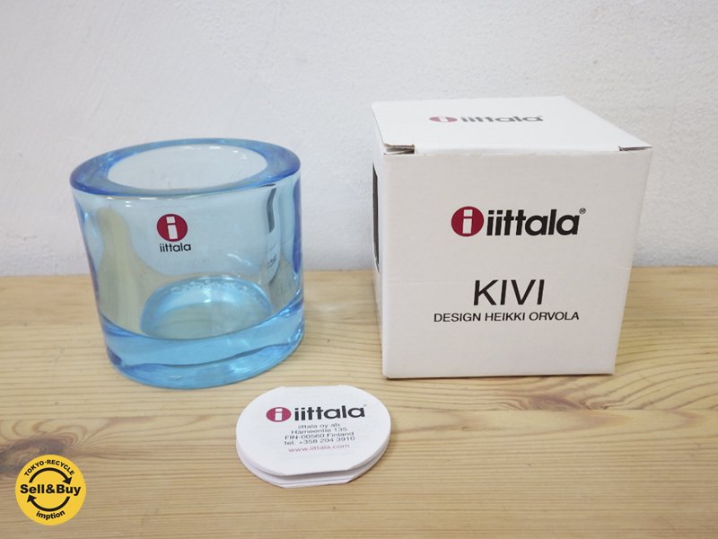美品 iittala / イッタラ marimekko / マリメッコ kivi キャンドルホルダー ライトブルー●