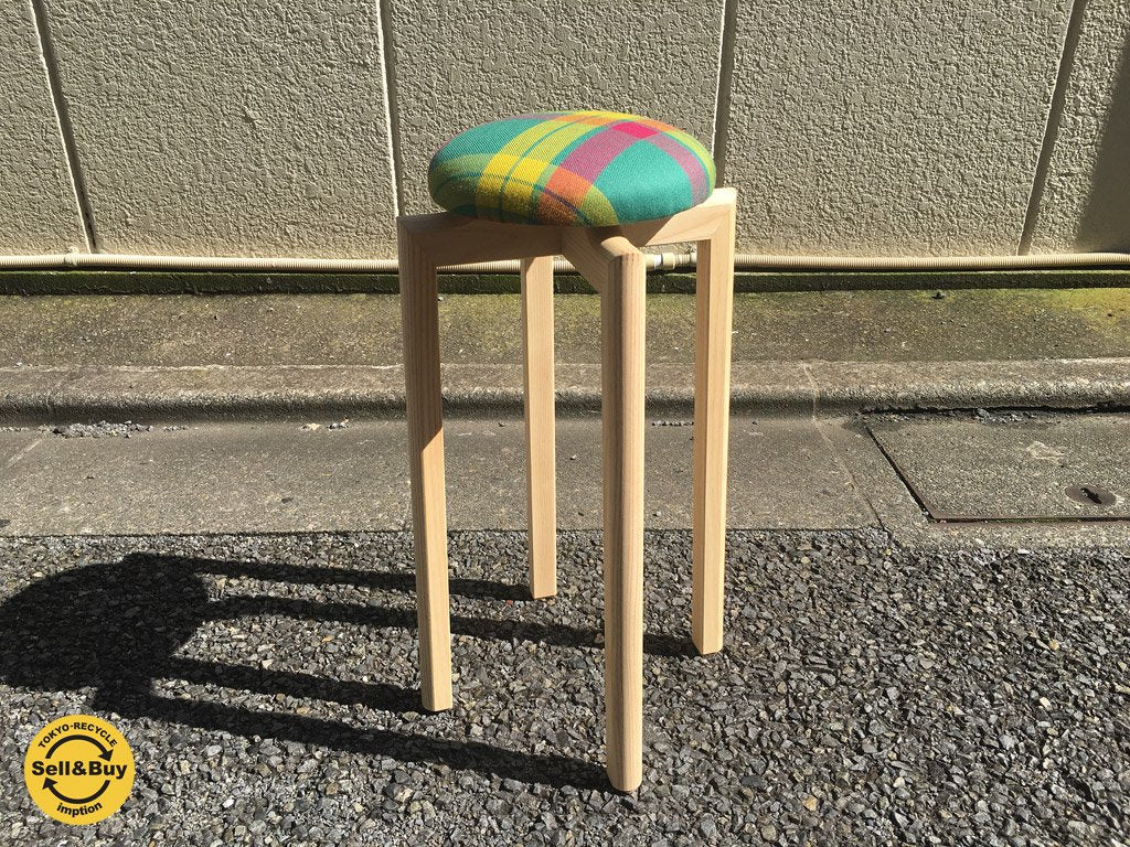 匠工芸 × 伊勢丹 マッシュルームスツール 55cm チェック柄 期間限定商品 美品 希少 ◎