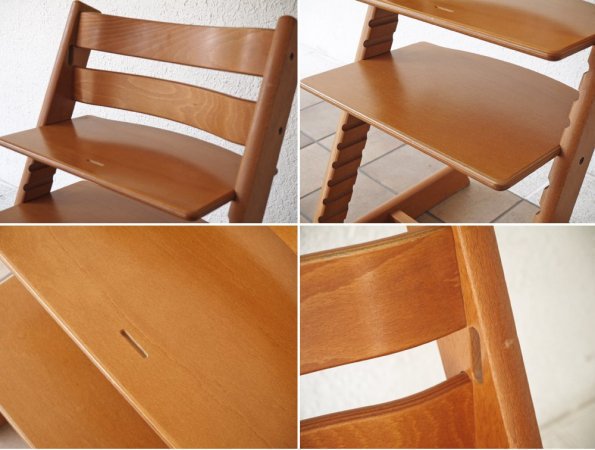 ストッケ STOKKE A/S ベビーチェア トリップトラップ TRIPP TRAPP 新型 ウォールナット ブラウン + 希少 旧ガード付き ステップアップ ハイチェア 子供椅子 ◇
