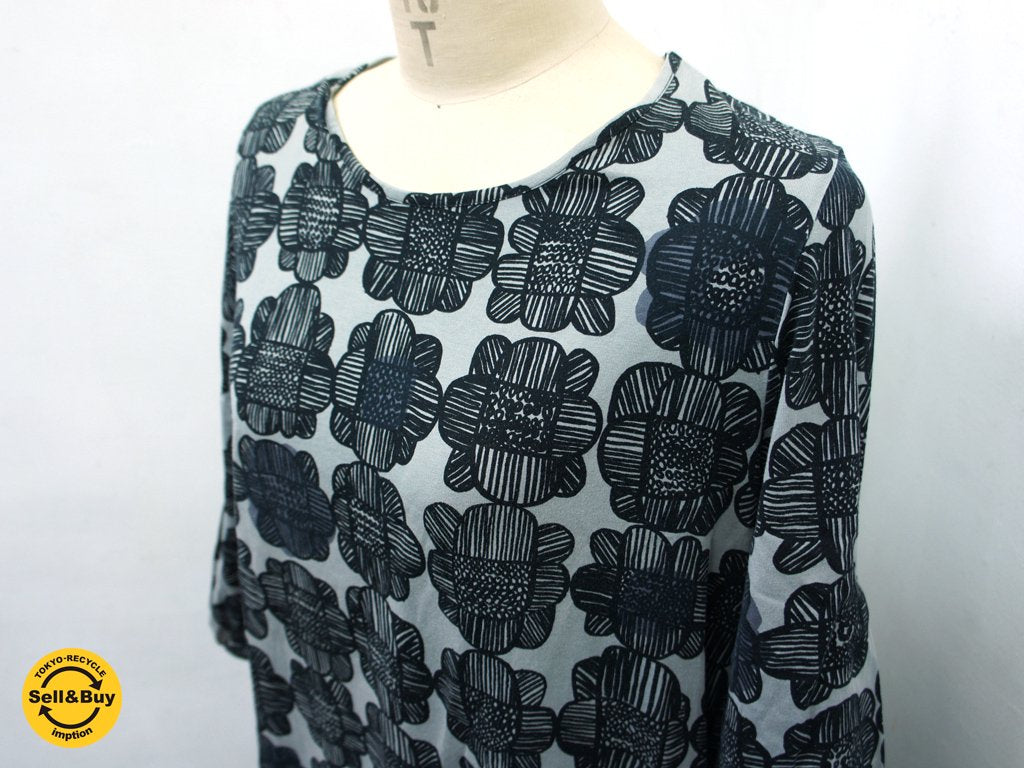 marimekko / マリメッコ ”IPANEMA/イパネマ” ワンピース (ポケット&ベルト付) サイズS グレー USED品 ●