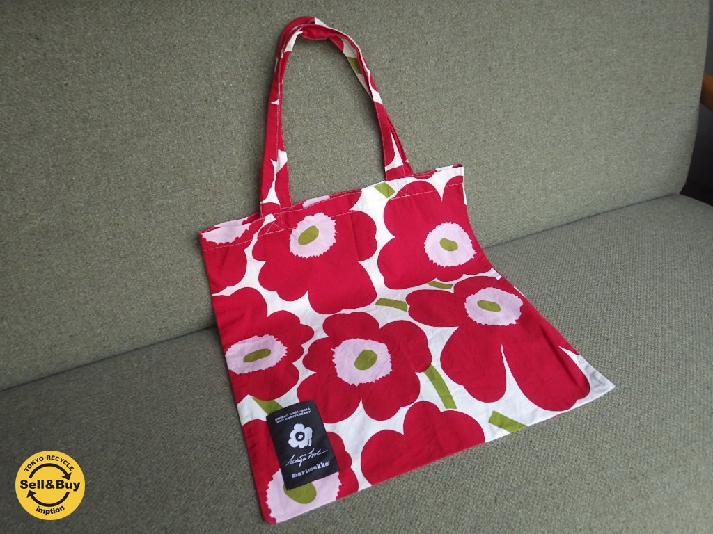 marimekko マリメッコ ウニッコ 50周年記念 限定エコバッグ ラズベリー デザイン:Maija Isola マイヤ・イソラ ♪