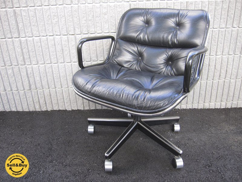 U.S.A Knoll / ノール社 " Charles Pollock / チャールズ・ポロック " デザイン 『 ポロック エグゼクティヴ チェア 』 アーム付き&本革&5本脚キャスター仕様 ★