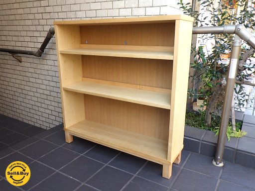 無印良品 MUJI タモ材 木製収納 ブックシェルフ 本棚 奥行21cm■