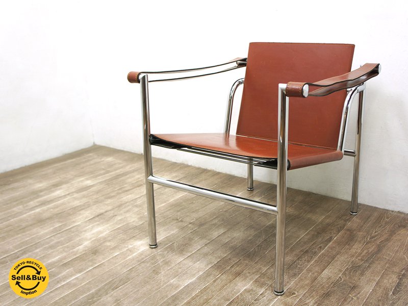Cassina / カッシーナ 巨匠 " Le Corbusier / ル・コルビュジエ " デザイン 名作 『 LC1 ( エルシーワン ) ・ スリングチェア 』 本牛革シート ★