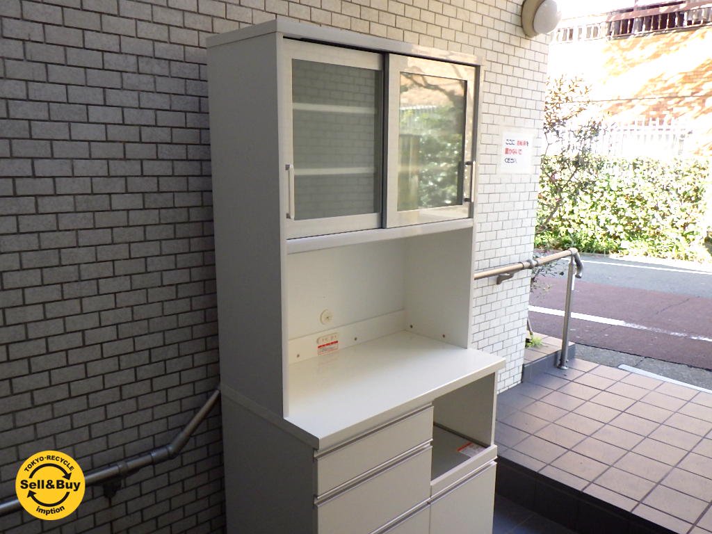 美品 モダンホワイト レンジボード W90 高橋木工所 オクトシリーズ ■
