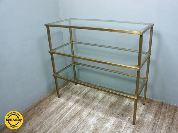 JouranlStandard Furnitureジャーナルスタンダード ガラストップ オープンシェルフ 真鍮色 ●