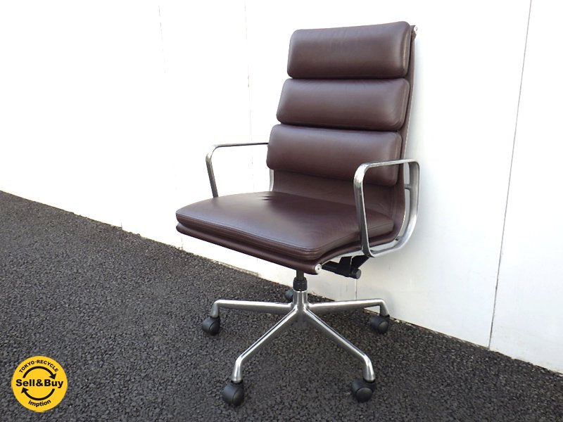 U.S.A Hermanmiller / ハーマンミラー C&R. イームズ デザイン 名作 『 ソフトパッド グループ エグゼクティブ チェア 』 希少廃盤カラー : D.ブラウンレザー ★