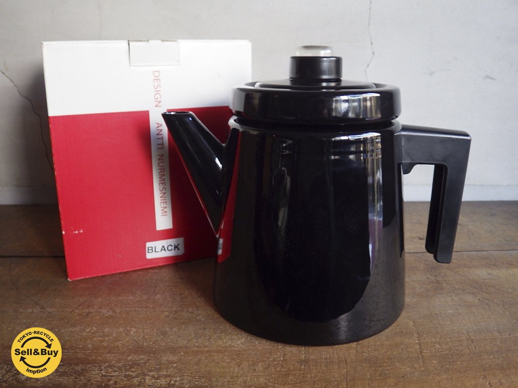 フィンランド Vuokko ヴォッコ 復刻品 ホーローコーヒーポット 未使用箱付 デザイン:アンティ ヌルメスニエミ ブラック ♪