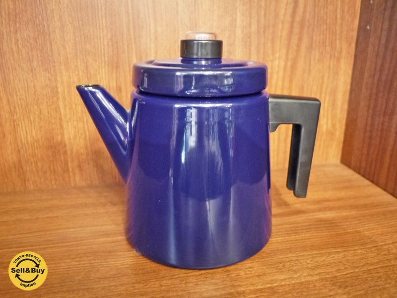 フィンランド Vuokko ヴォッコ 復刻品 ホーローコーヒーポット 未使用箱付 デザイン:アンティ ヌルメスニエミ ネイビー ◎