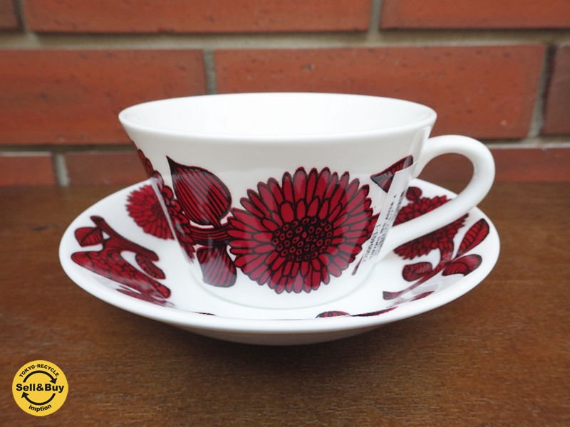 Gustavsberg グスタフスベリ RED ASTER レッドアスター ティーカップ&ソーサー 300ml 復刻版 未使用品 ●