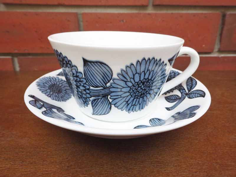 Gustavsberg グスタフスベリ BLUE ASTER ブルーアスター ティーカップ&ソーサー 300ml 復刻版 未使用品 ●