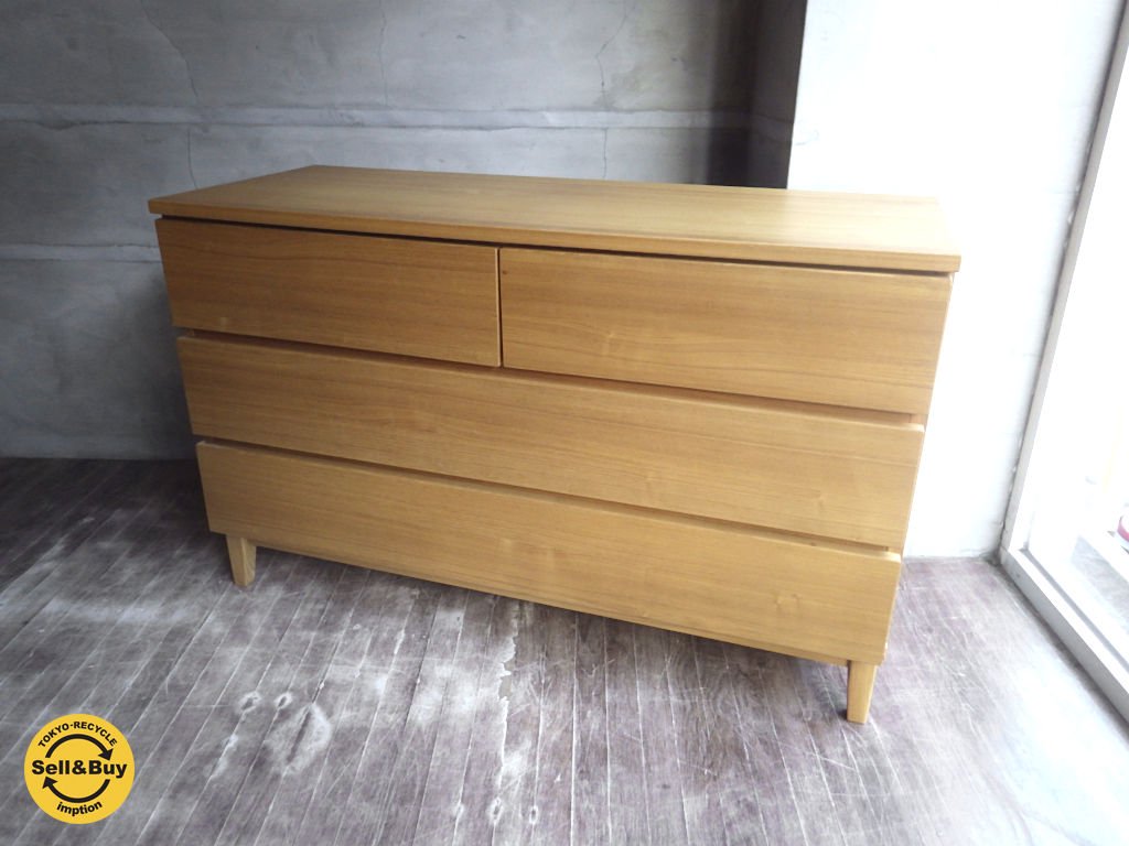 廃盤希少! 無印良品 MUJI / タモ材 チェスト 3段ワイド ♪