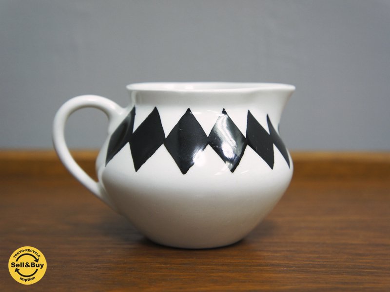 北欧 グスタフスベリ GUSTAVSBERG ”SVART RUTER” シュガーポッド カ-リン・ビョールクィス ●