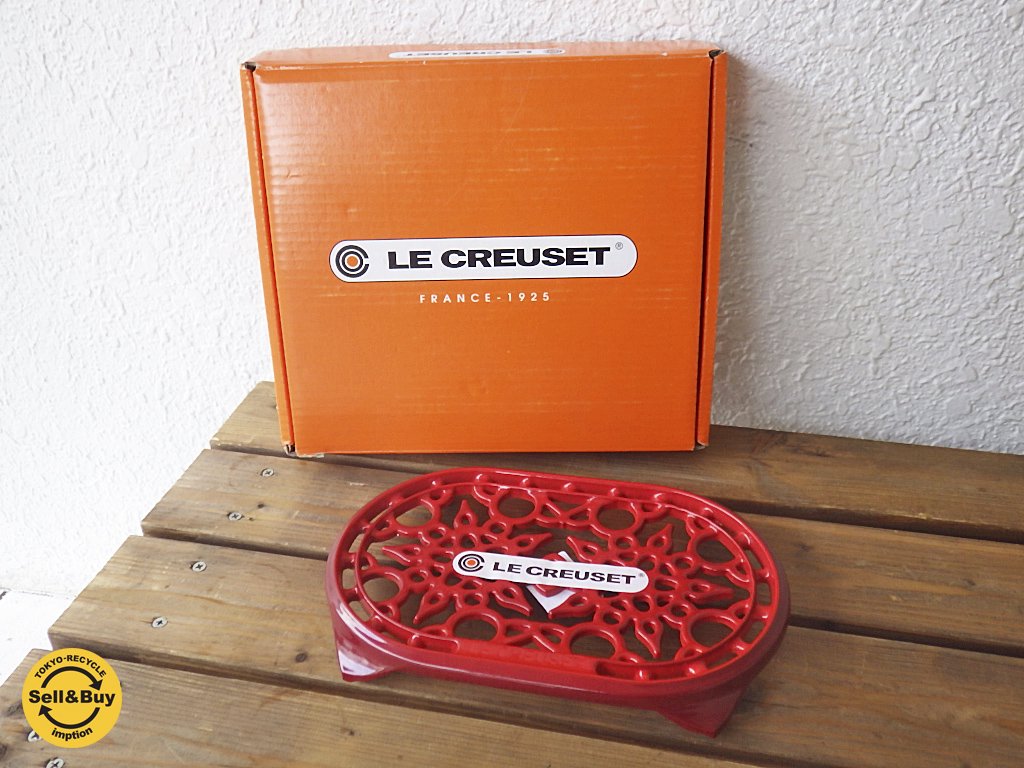 ルクルーゼ RECREUSET オーバル トリベット 鍋敷き チェリーレッド 箱付◇