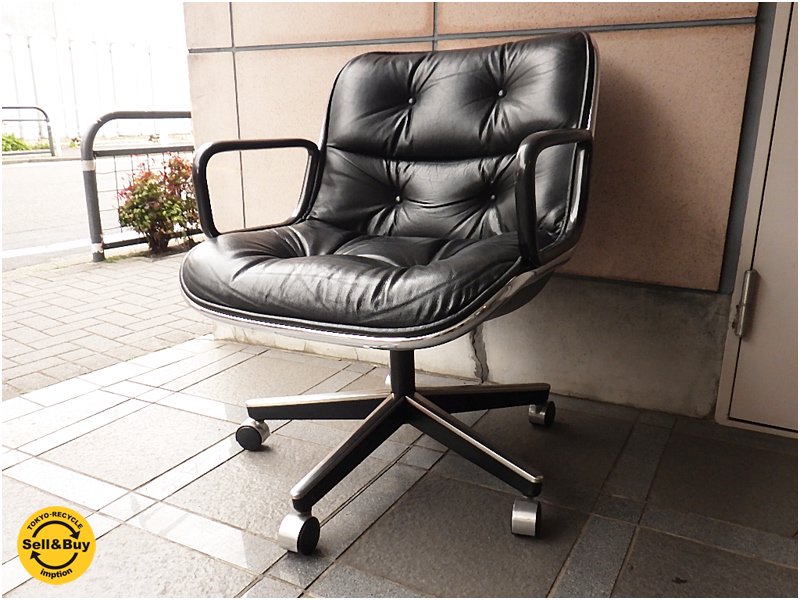 U.S.A Knoll / ノール社 " Charles Pollock / チャールズ・ポロック " デザイン 『 ポロック エグゼクティヴ チェア 』 アーム付き&本革&5本脚キャスター仕様 ★