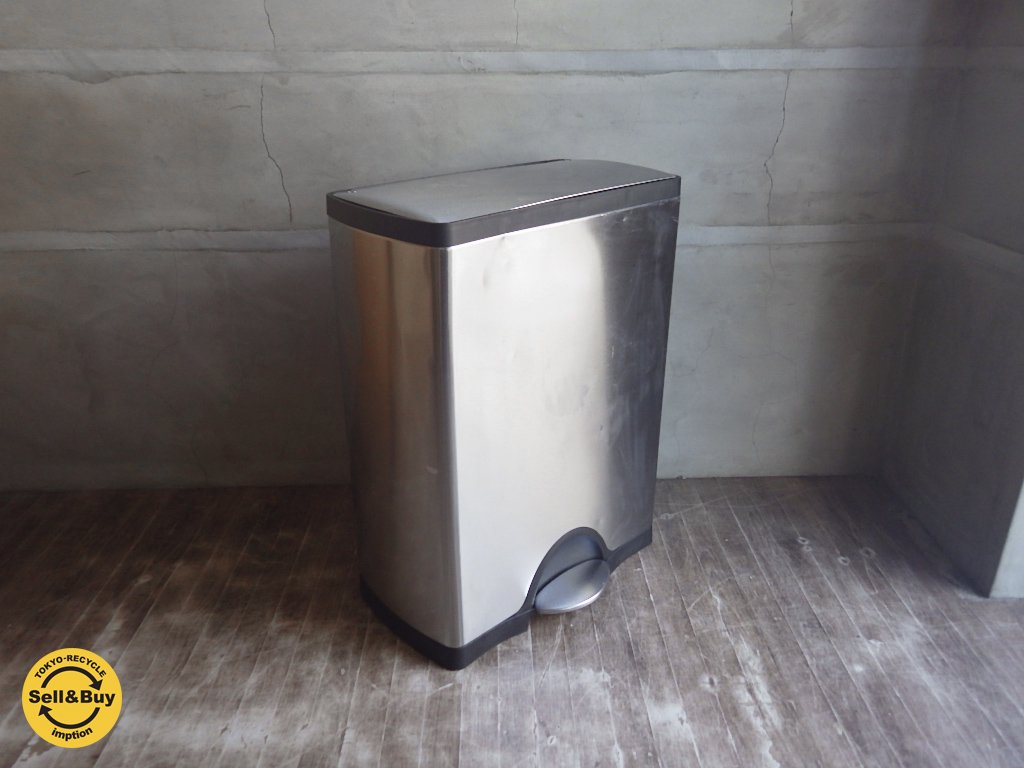 シンプルヒューマン simplehuman ダストボックス レギュラーステップカン リサイクラー キャスター付き 46L ステンレス ♪