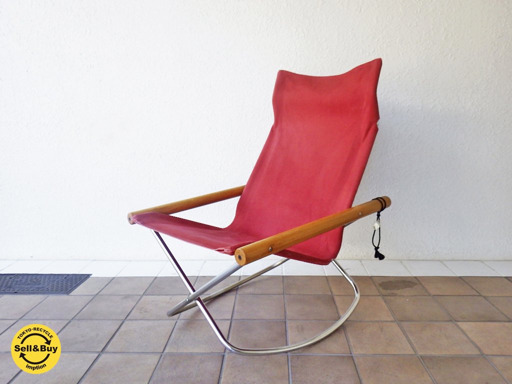 ニーチェア ロッキング / NY CHAIR Rocking レッド 折畳み椅子 新居猛デザイン ◇