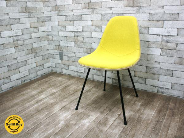 ハーマンミラー Herman Miller モダンファニチャーセールス時代 サイドシェルチェア マハラム生地張替え済 イームズ デザイン 希少 Xベース 黒色 ●